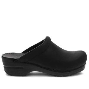 Dansko Sonja Matte Black Oiled Leather Clogs - 6.5